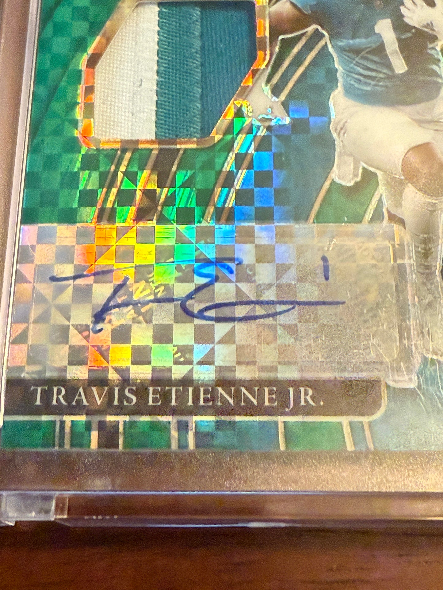 2021 Prizm Travis Etienne Jr RPA Green Checkerboard 2‑Color Patch /5 RC Auto