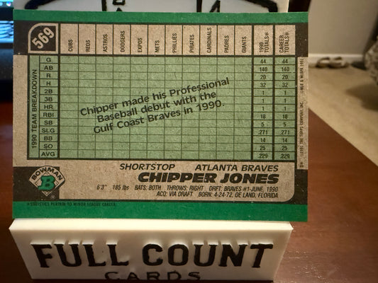 1991 Bowman Chipper Jones #569 RC Rookie Card Braves HOF MLB 🔥