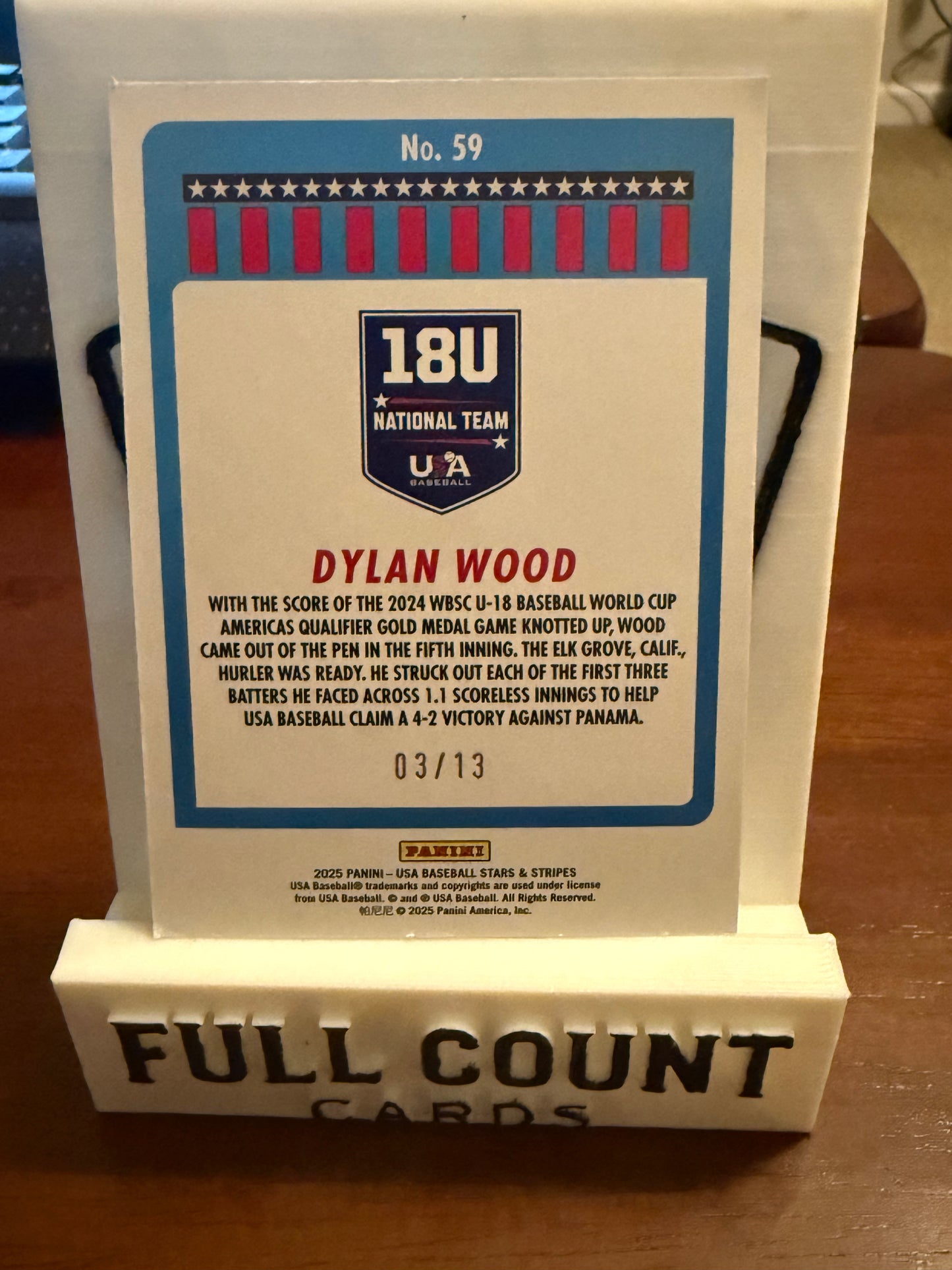 2025 Stars & Stripes Dylan Wood AMERICA Parallel #59 RC 03/13 USA SSP 🇺🇸