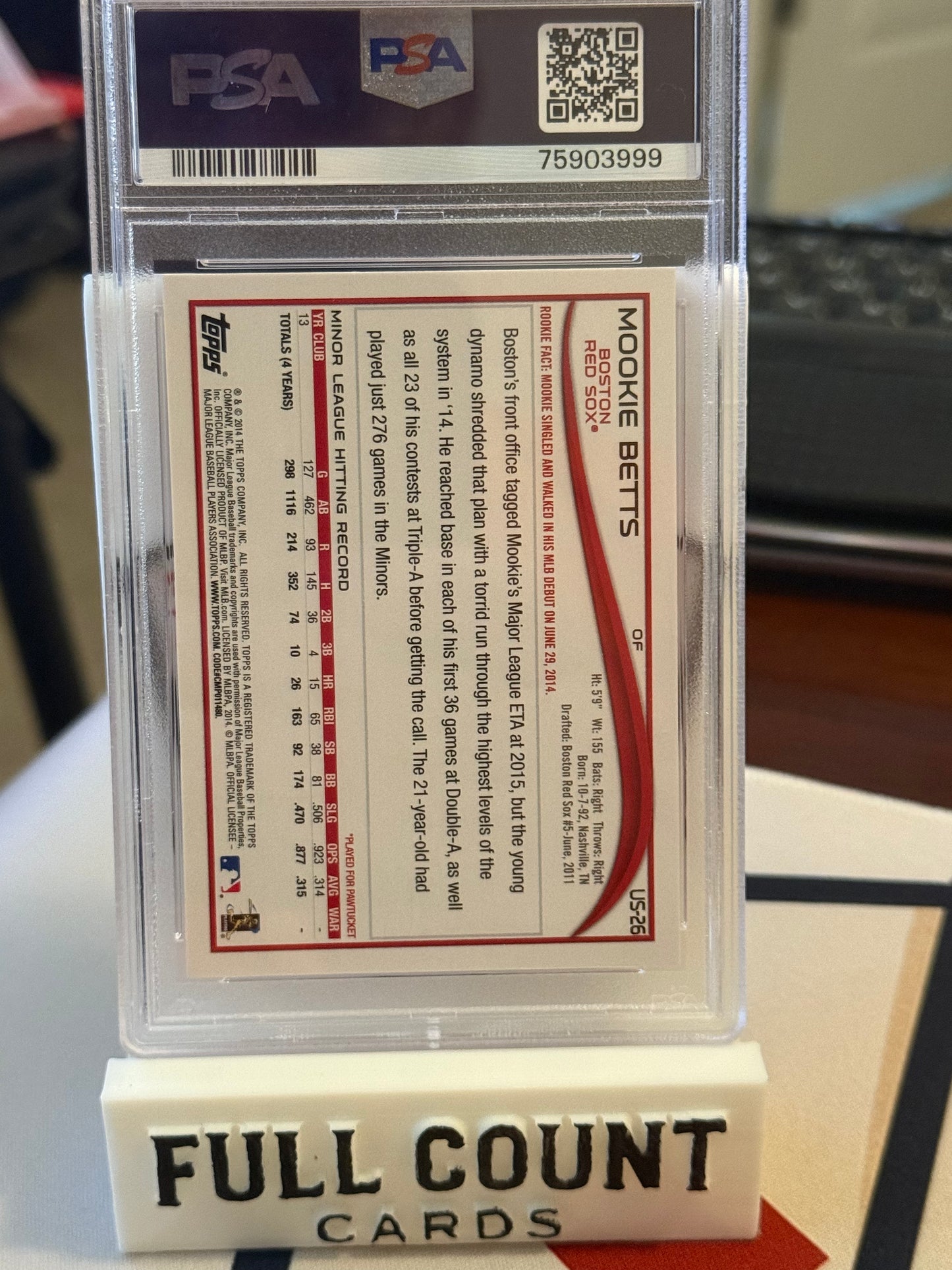 2014 Topps Update Mookie Betts #US26 Batting-Red Target Border PSA 9 MINT Rare