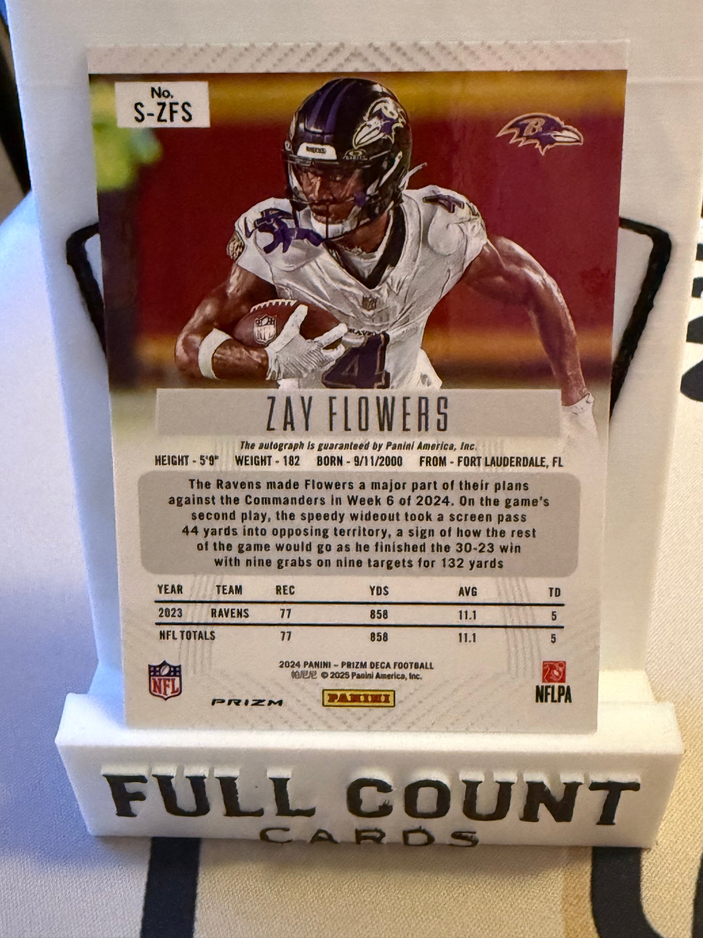 2024 Panini Prizm Deca - Signatures Zay Flowers #S-ZFS Silver Prizm (AU)
