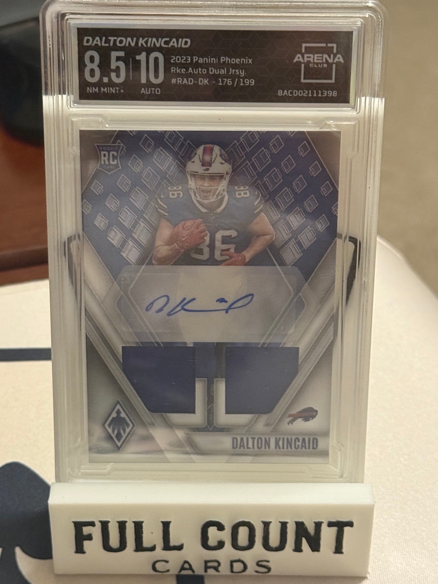 Dalton Kincaid Signed 2023 Panini Phoenix #176/199 Arena 8.5 AU10 (RC) RPA