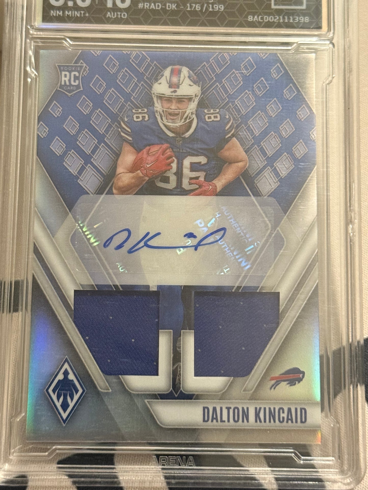 Dalton Kincaid Signed 2023 Panini Phoenix #176/199 Arena 8.5 AU10 (RC) RPA