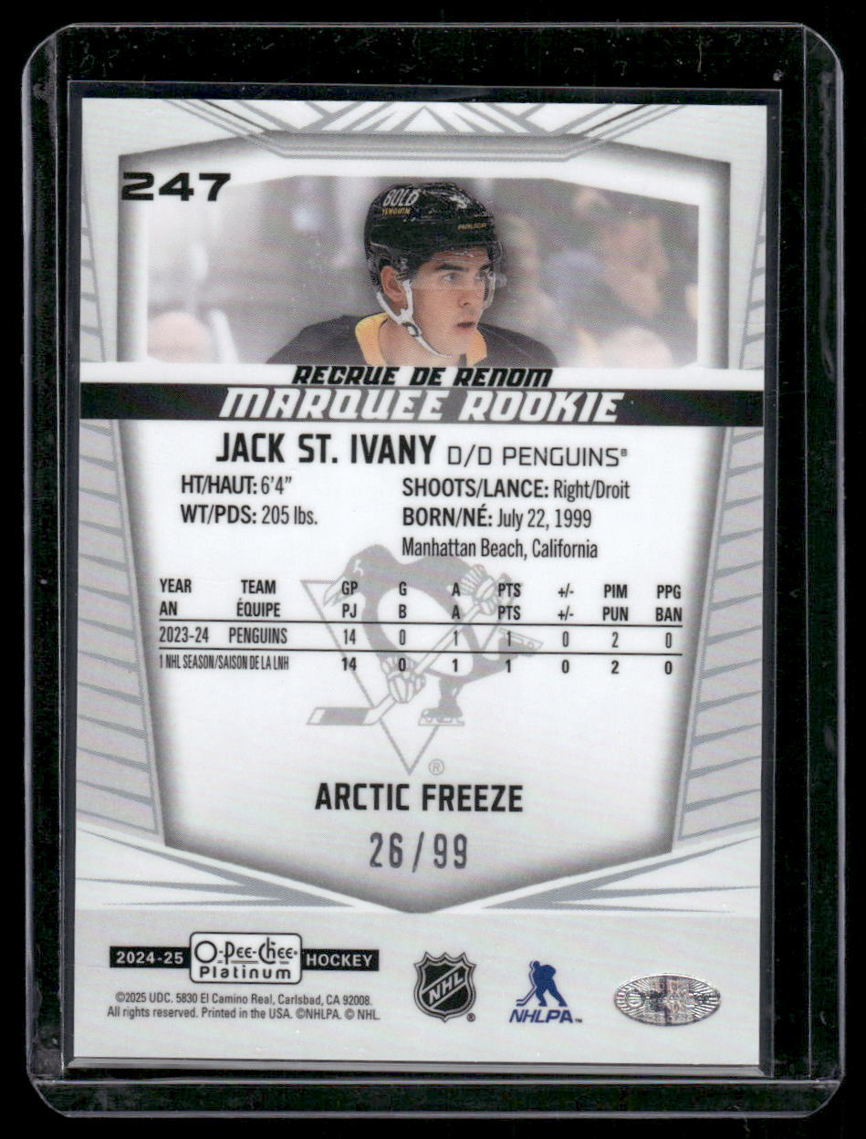 2024-25 O-Pee-Chee Platinum #247 Jack St. Ivany Arctic Freeze