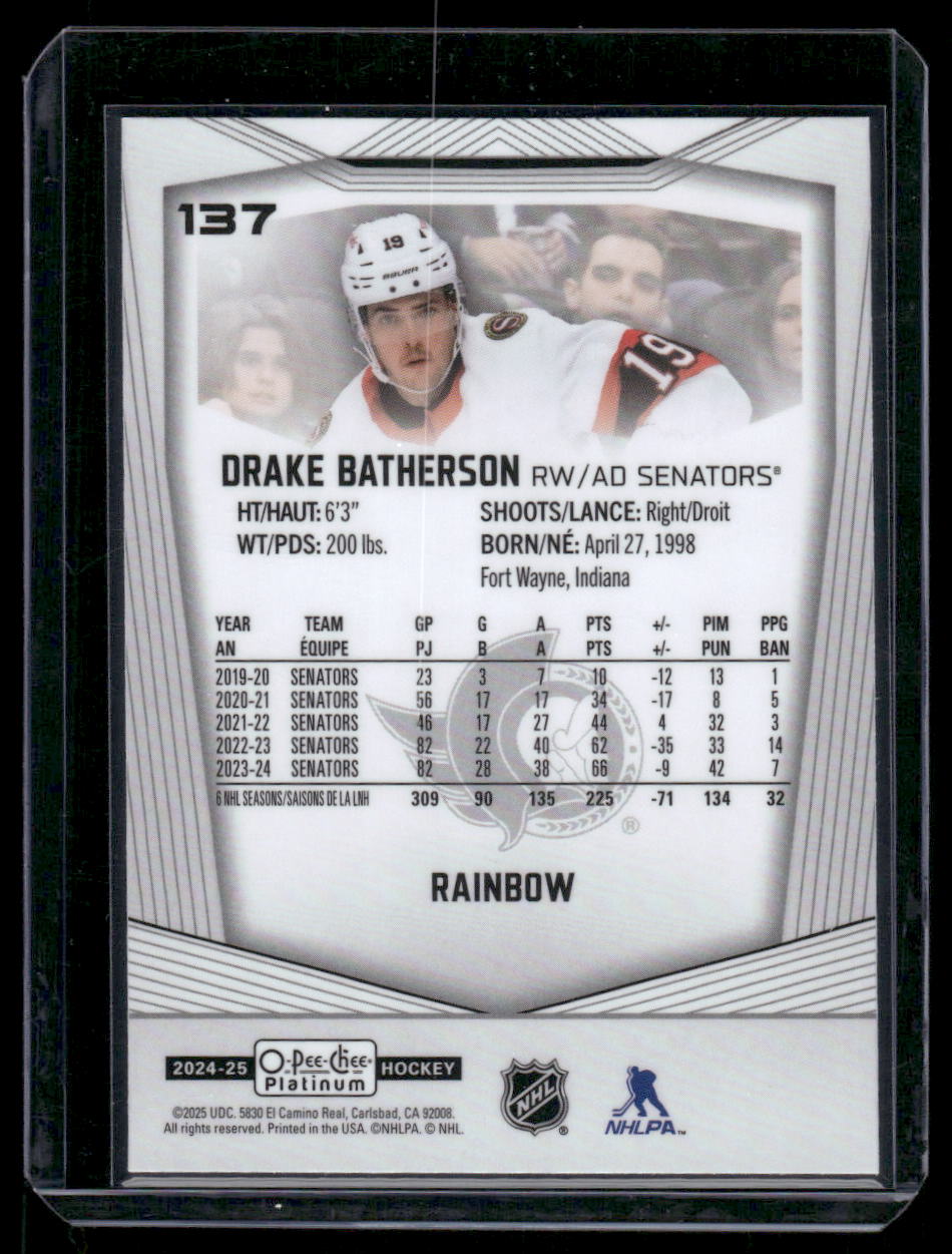 2024-25 O-Pee-Chee Platinum #137 Drake Batherson Rainbow