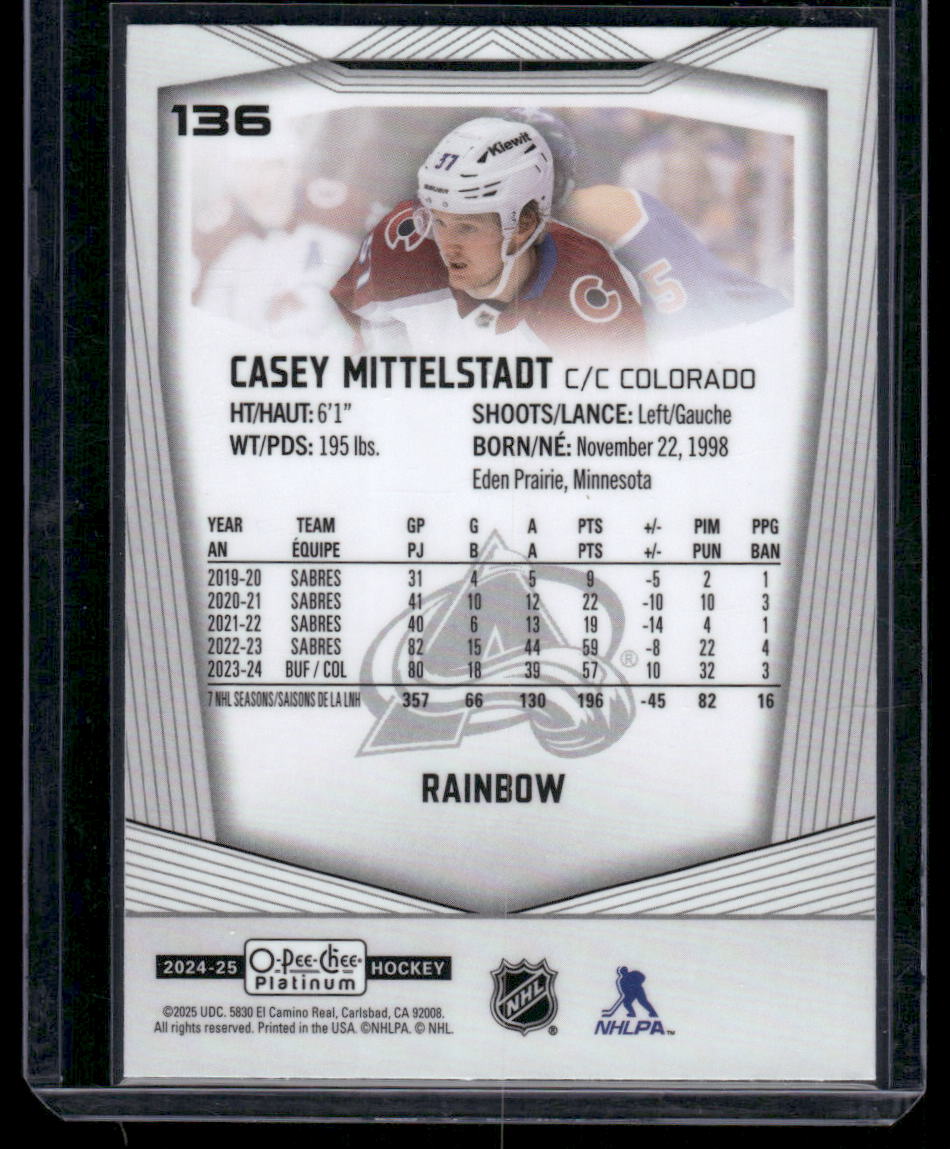 2024-25 O-Pee-Chee Platinum #136 Casey Mittelstadt Rainbow