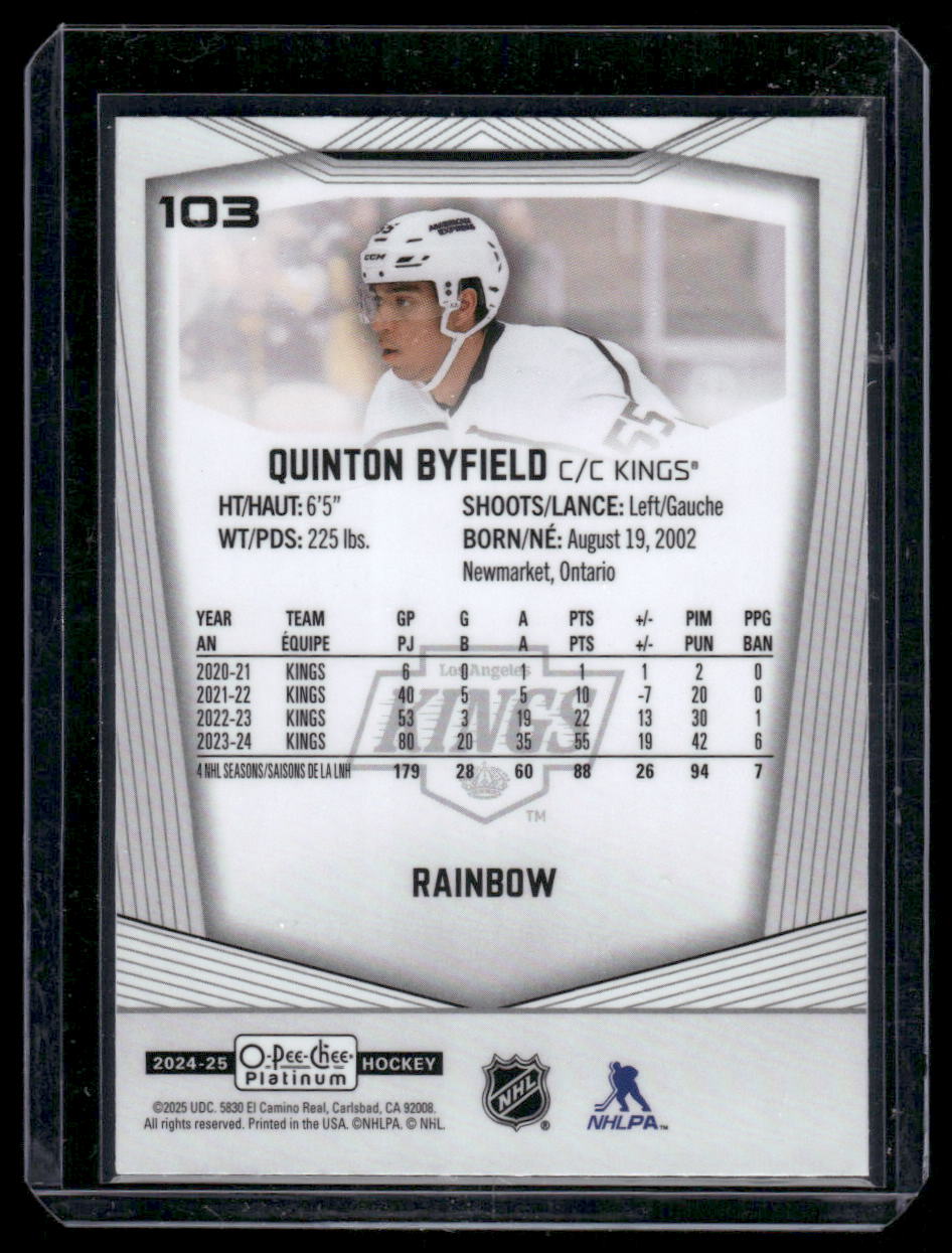 2024-25 O-Pee-Chee Platinum #103 Quinton Byfield Rainbow