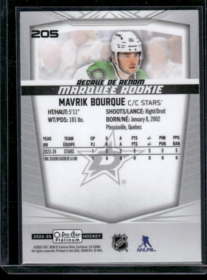 2024-25 O-Pee-Chee Platinum #205 Mavrik Bourque
