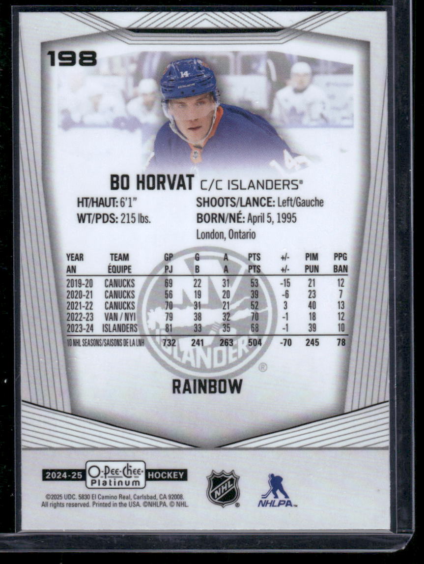 2024-25 O-Pee-Chee Platinum #198 Bo Horvat Rainbow