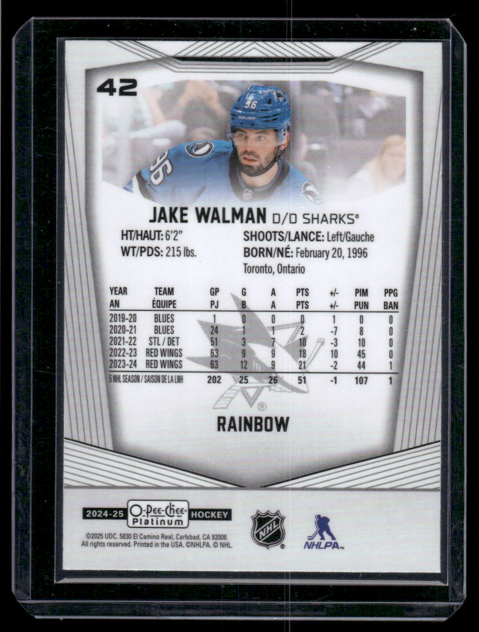 2024-25 O-Pee-Chee Platinum #42 Jake Walman Rainbow