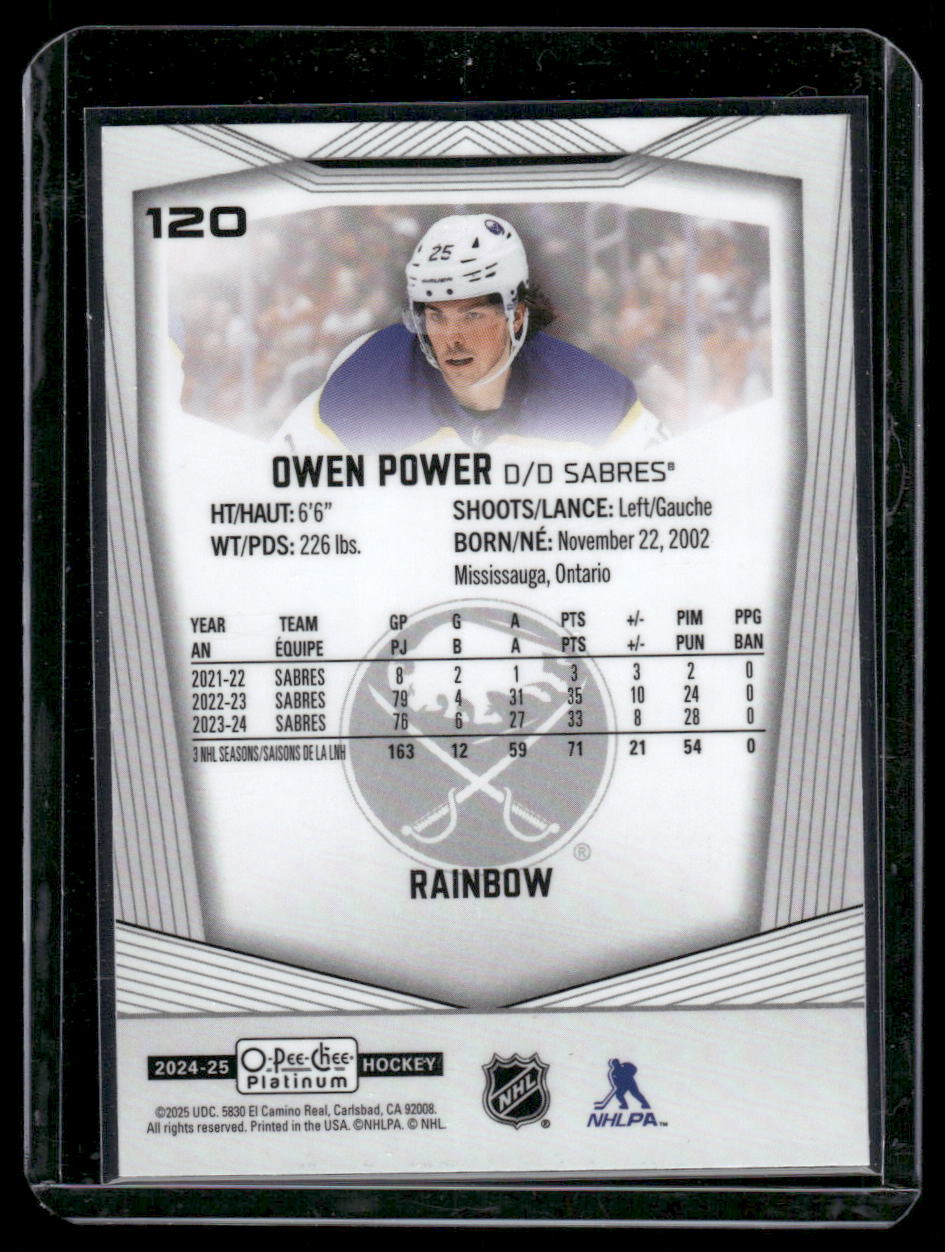 2024-25 O-Pee-Chee Platinum #120 Owen Power Rainbow