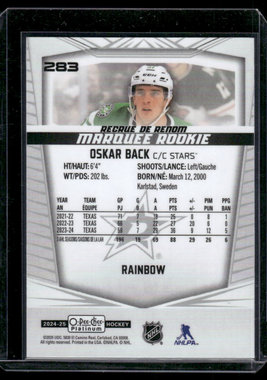 2024-25 O-Pee-Chee Platinum #283 Oskar Back Rainbow