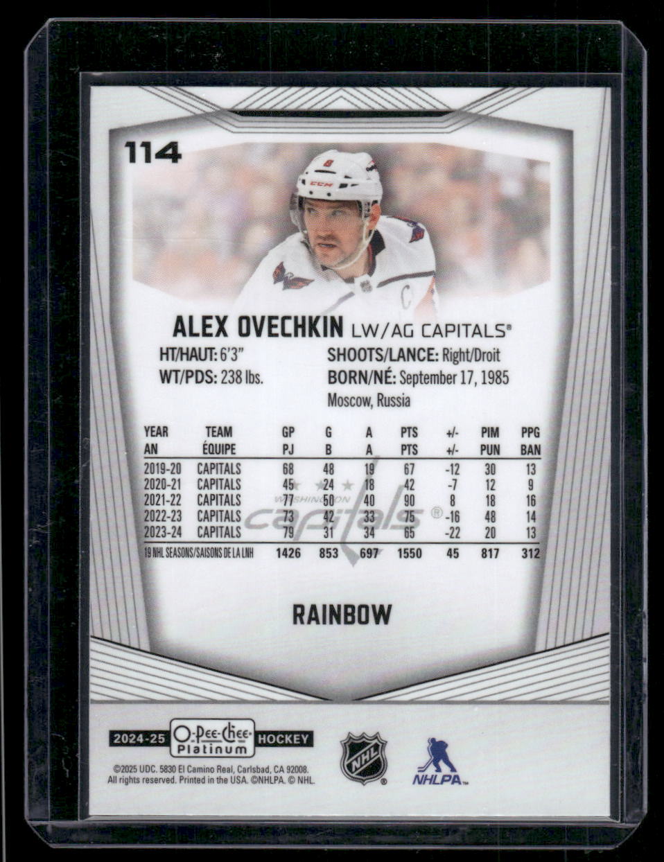 2024-25 O-Pee-Chee Platinum #114 Alex Ovechkin Rainbow