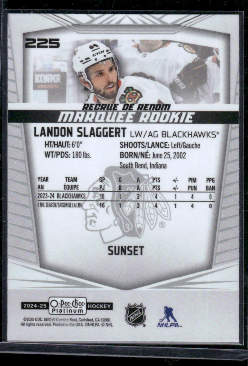 2024-25 O-Pee-Chee Platinum #225 Landon Slaggert Sunset