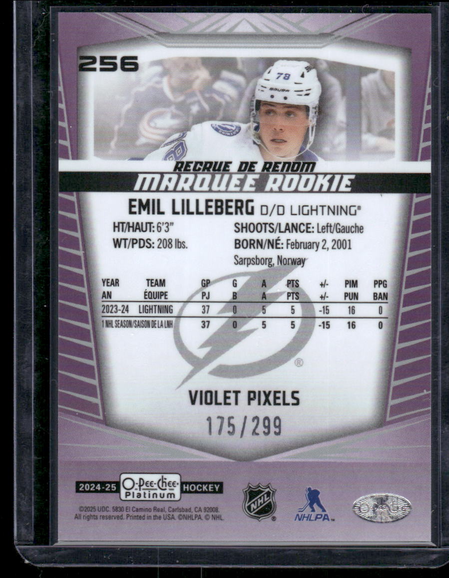 2024-25 O-Pee-Chee Platinum #256 Emil Lilleberg Violet Pixels