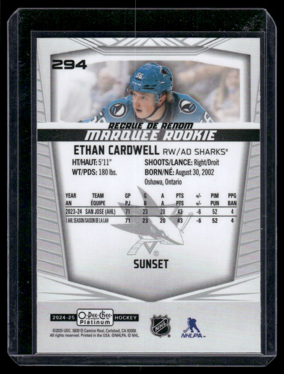 2024-25 O-Pee-Chee Platinum #294 Ethan Cardwell Sunset