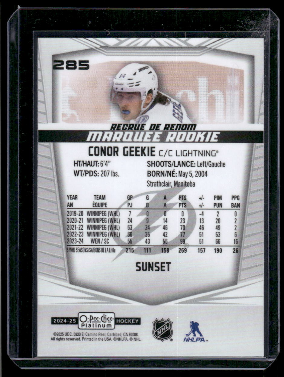 2024-25 O-Pee-Chee Platinum #285 Conor Geekie Sunset
