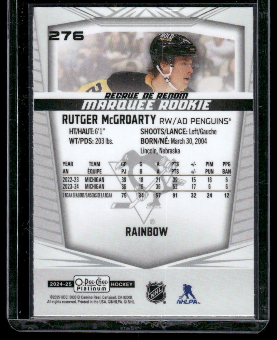 2024-25 O-Pee-Chee Platinum #276 Rutger McGroarty Rainbow