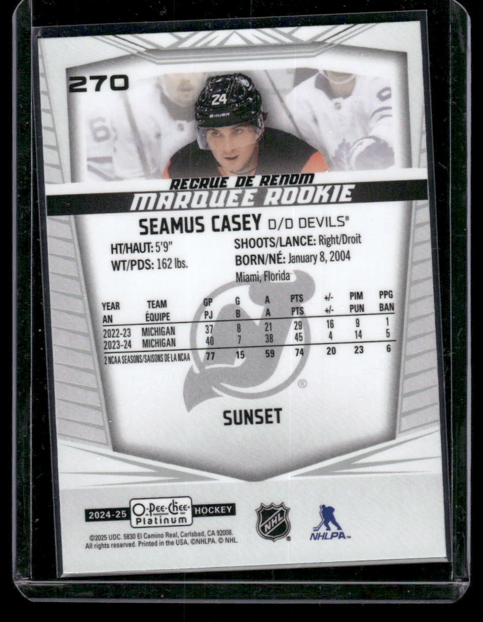 2024-25 O-Pee-Chee Platinum #270 Seamus Casey Sunset