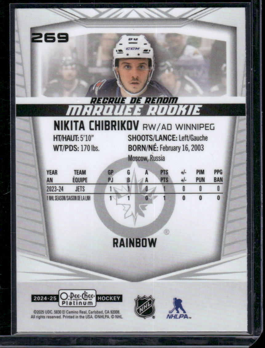 2024-25 O-Pee-Chee Platinum #269 Nikita Chibrikov Rainbow