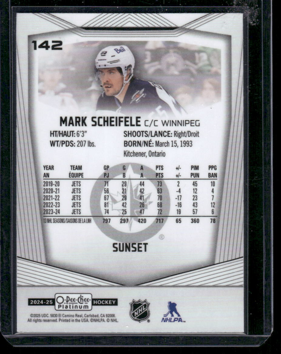 2024-25 O-Pee-Chee Platinum #142 Mark Scheifele Sunset