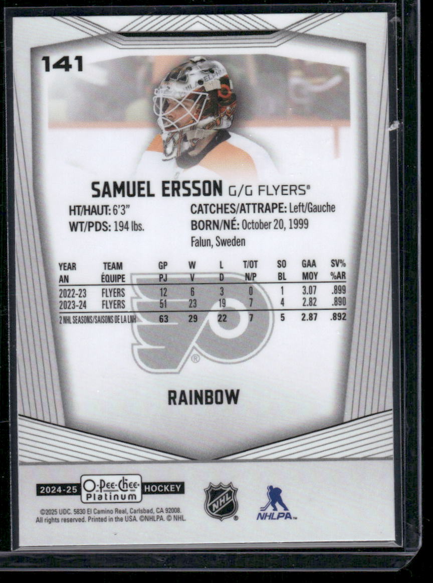 2024-25 O-Pee-Chee Platinum #141 Samuel Ersson Rainbow