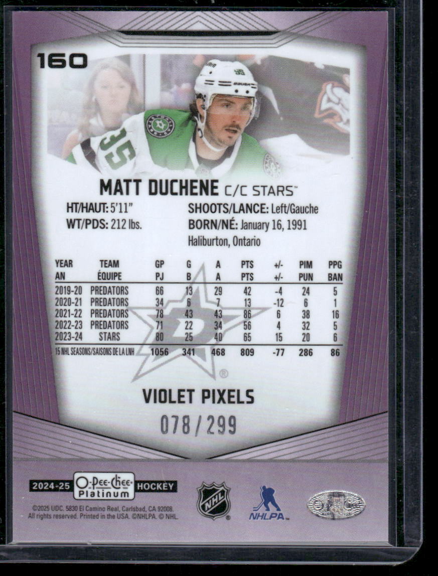 2024-25 O-Pee-Chee Platinum #160 Matt Duchene Violet Pixels