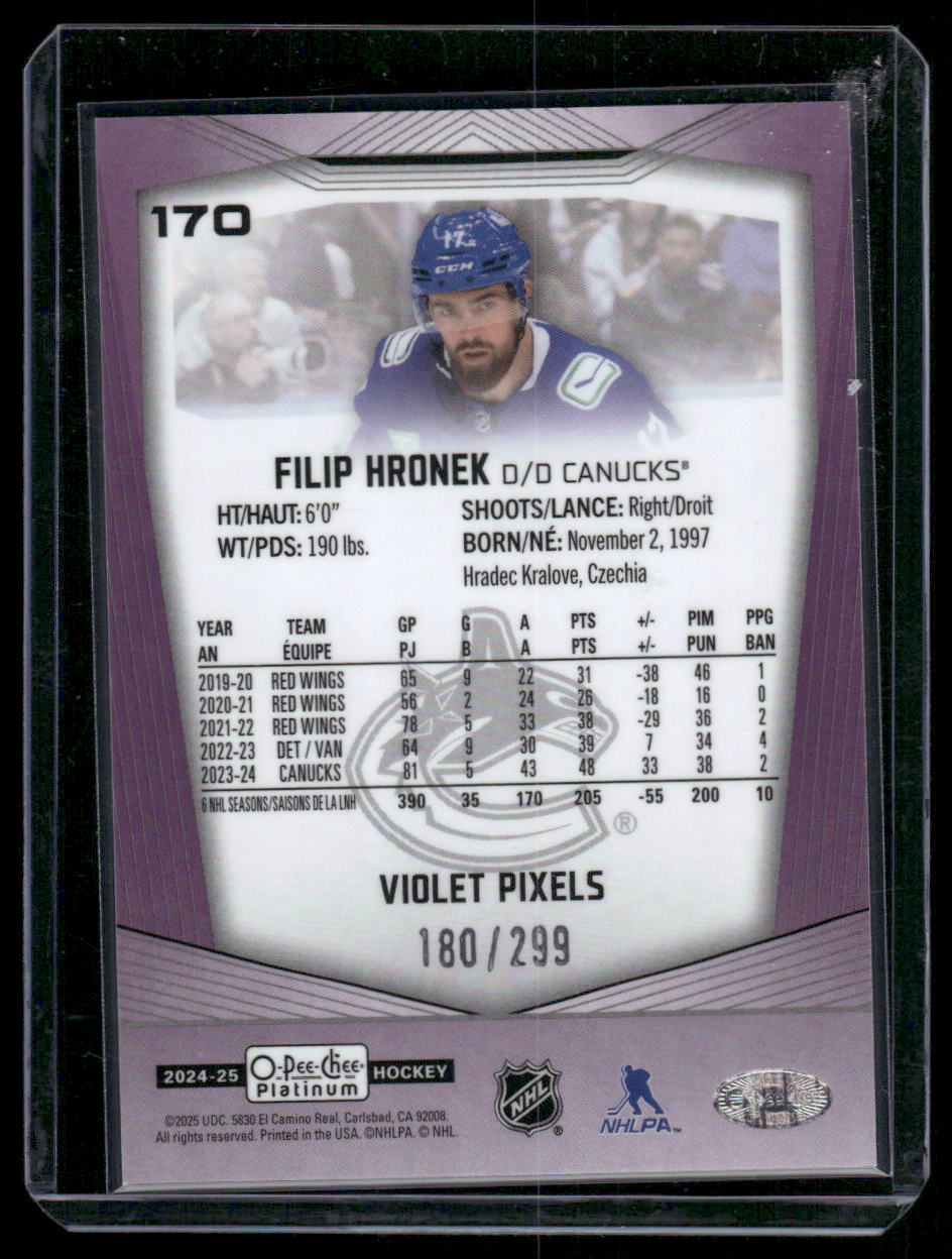 2024-25 O-Pee-Chee Platinum #170 Filip Hronek Violet Pixels