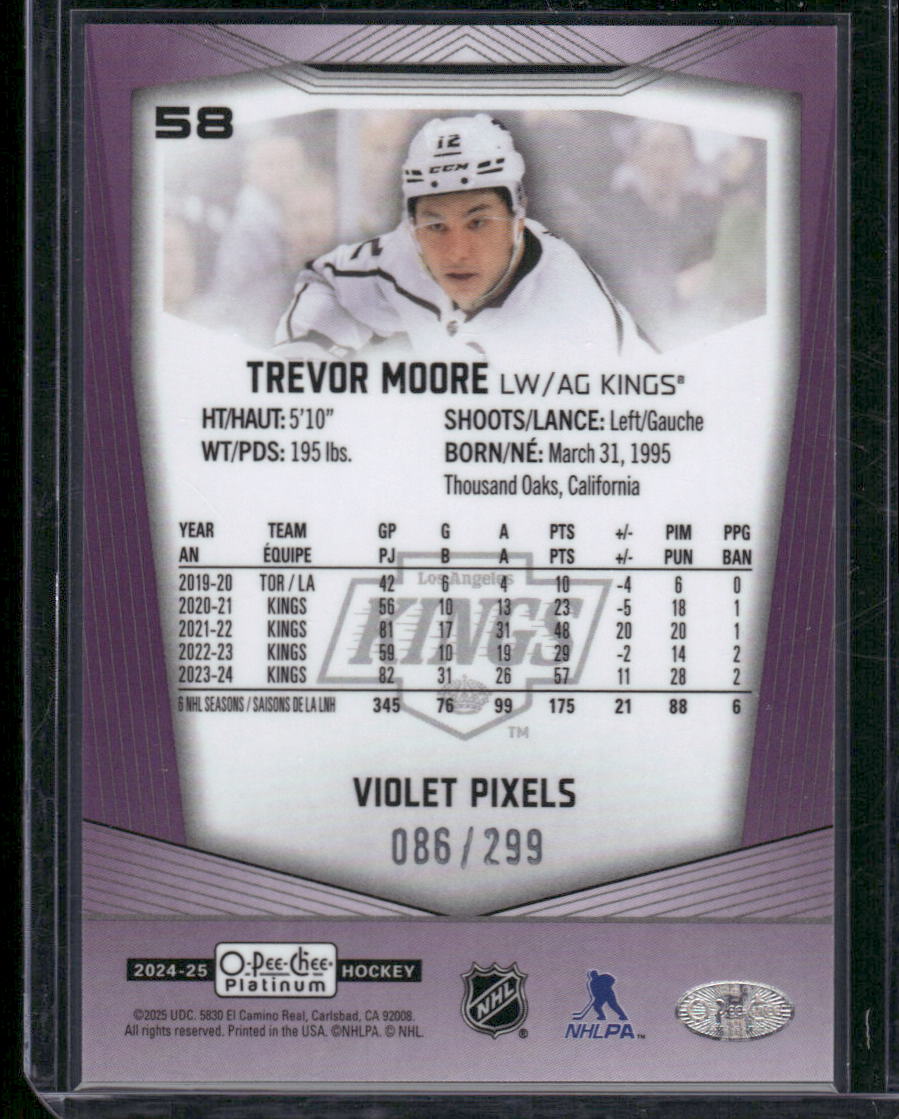 2024-25 O-Pee-Chee Platinum #58 Trevor Moore Violet Pixels