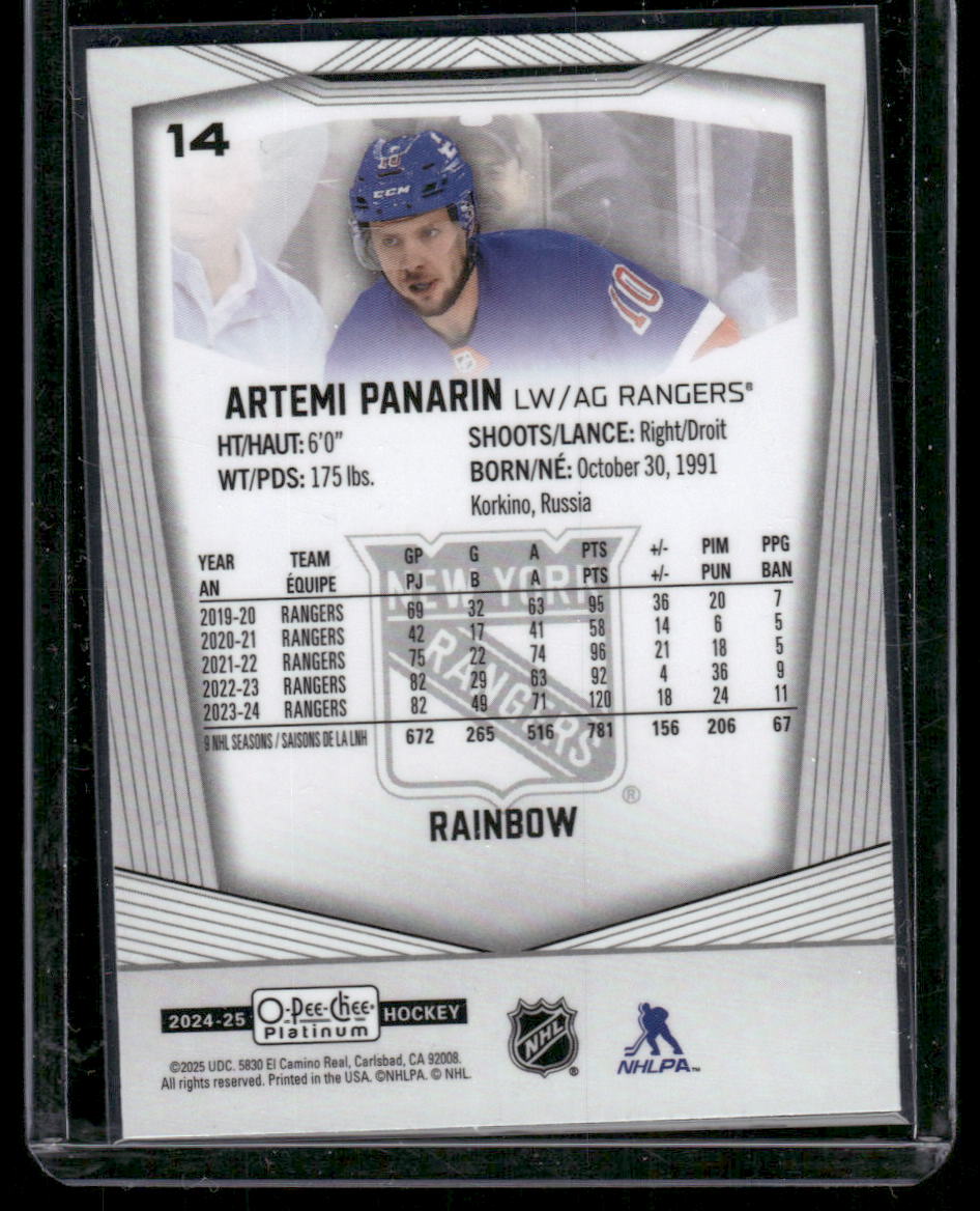 2024-25 O-Pee-Chee Platinum #14 Artemi Panarin Rainbow