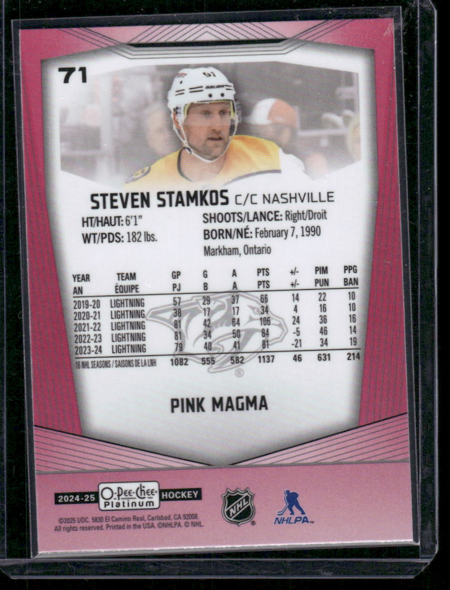 2024-25 O-Pee-Chee Platinum #71 Steven Stamkos Pink Magma