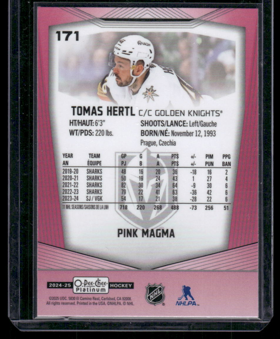 2024-25 O-Pee-Chee Platinum #171 Tomas Hertl Pink Magma