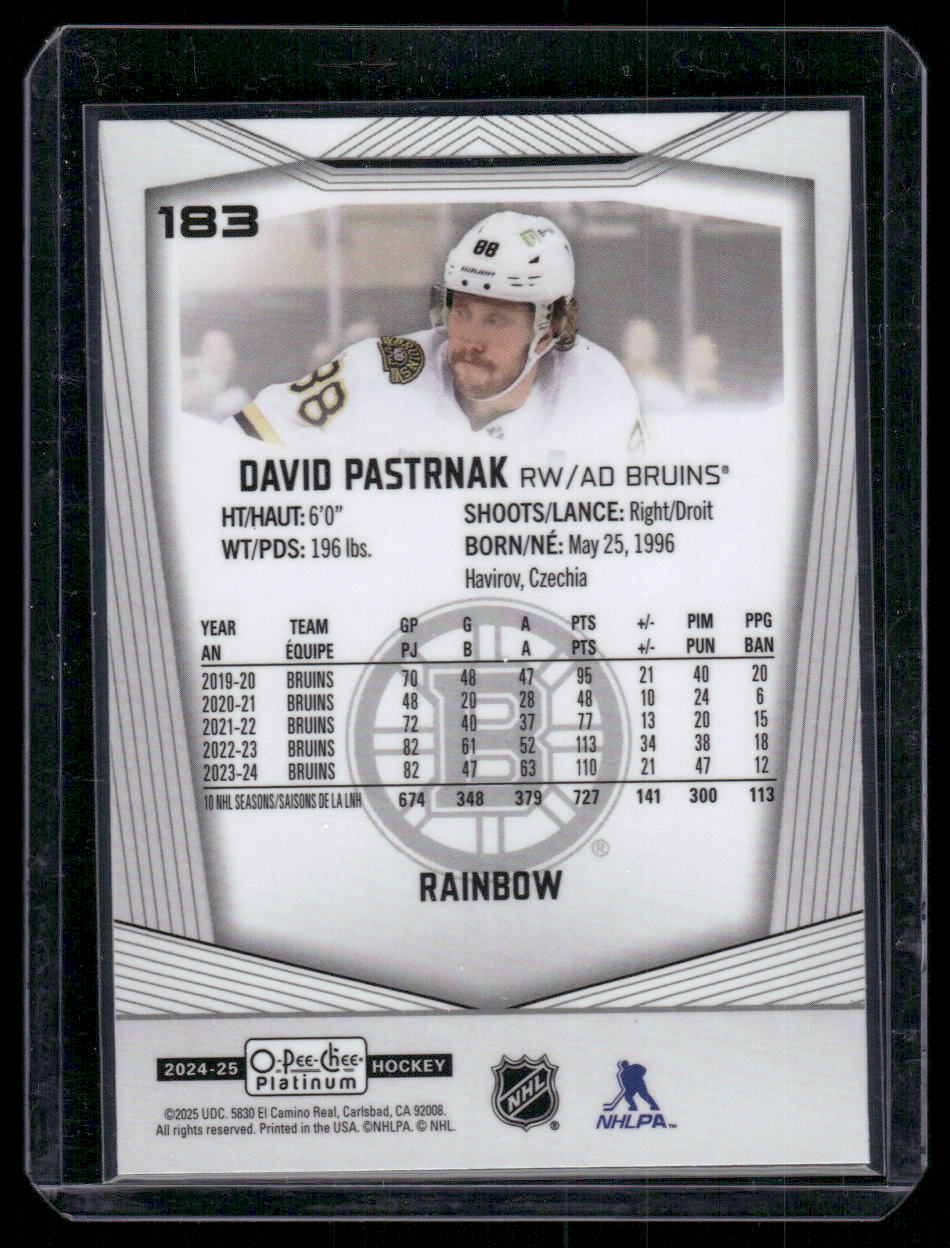 2024-25 O-Pee-Chee Platinum #183 David Pastrnak Rainbow