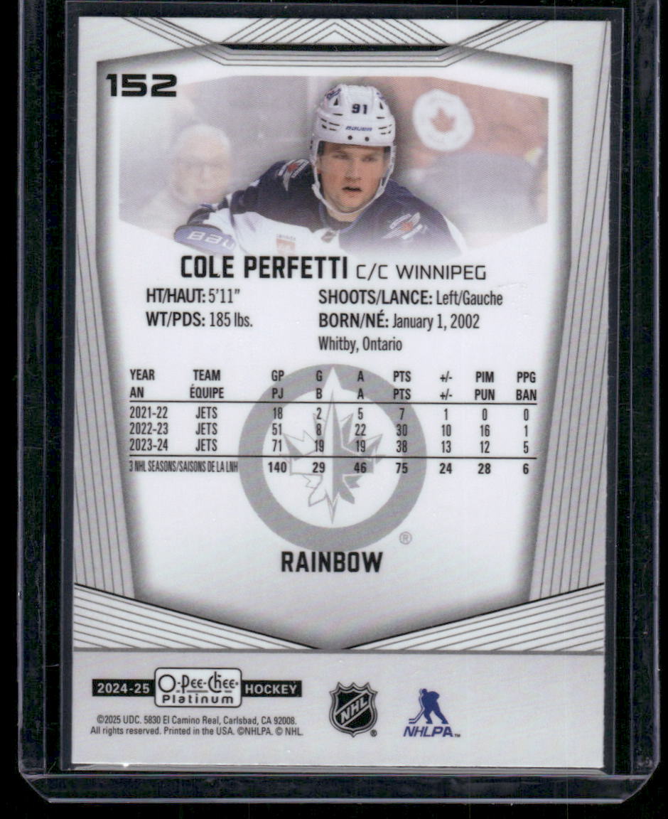 2024-25 O-Pee-Chee Platinum #152 Cole Perfetti Rainbow