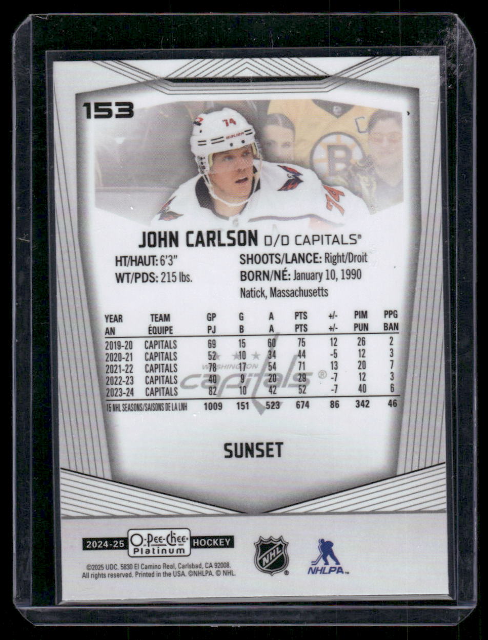 2024-25 O-Pee-Chee Platinum #153 John Carlson Sunset