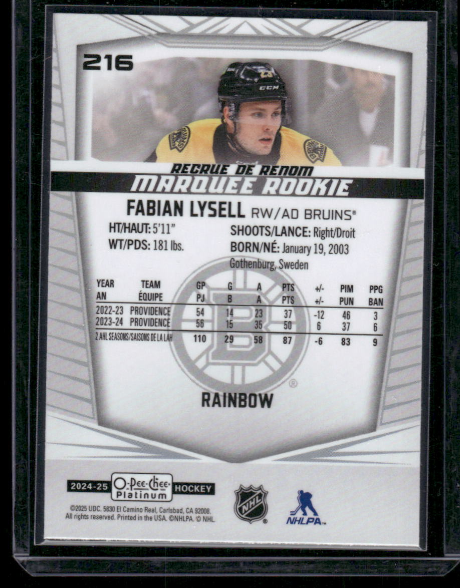 2024-25 O-Pee-Chee Platinum #216 Fabian Lysell Rainbow