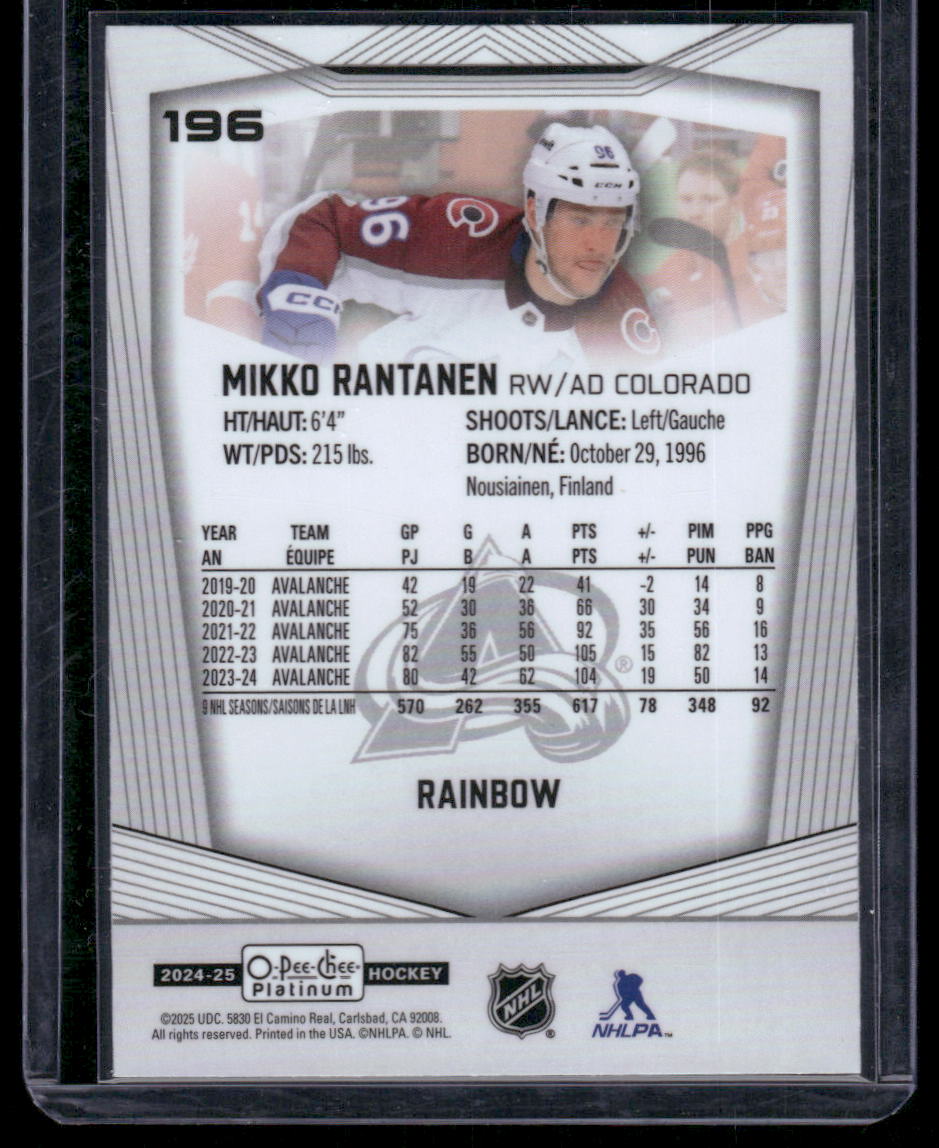 2024-25 O-Pee-Chee Platinum #196 Mikko Rantanen Rainbow