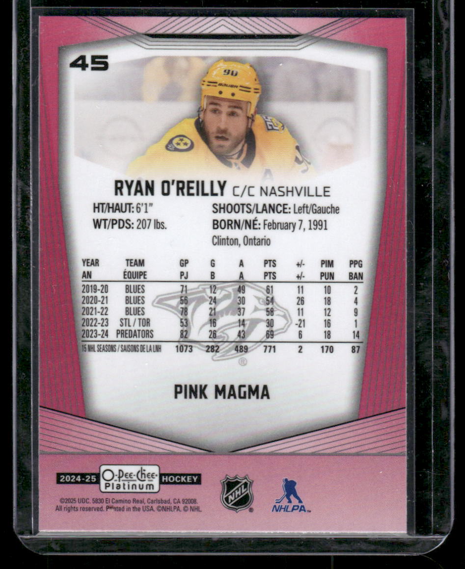 2024-25 O-Pee-Chee Platinum #45 Ryan O'Reilly Pink Magma