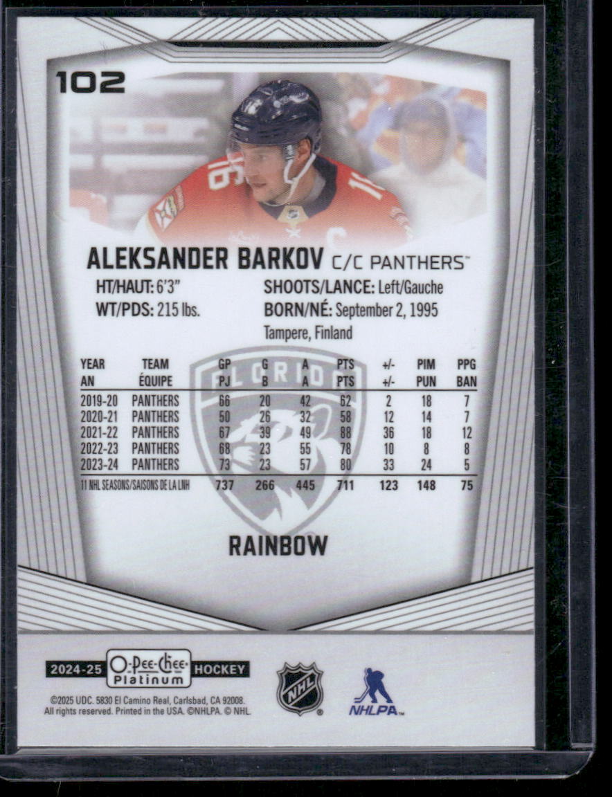 2024-25 O-Pee-Chee Platinum #102 Aleksander Barkov Rainbow
