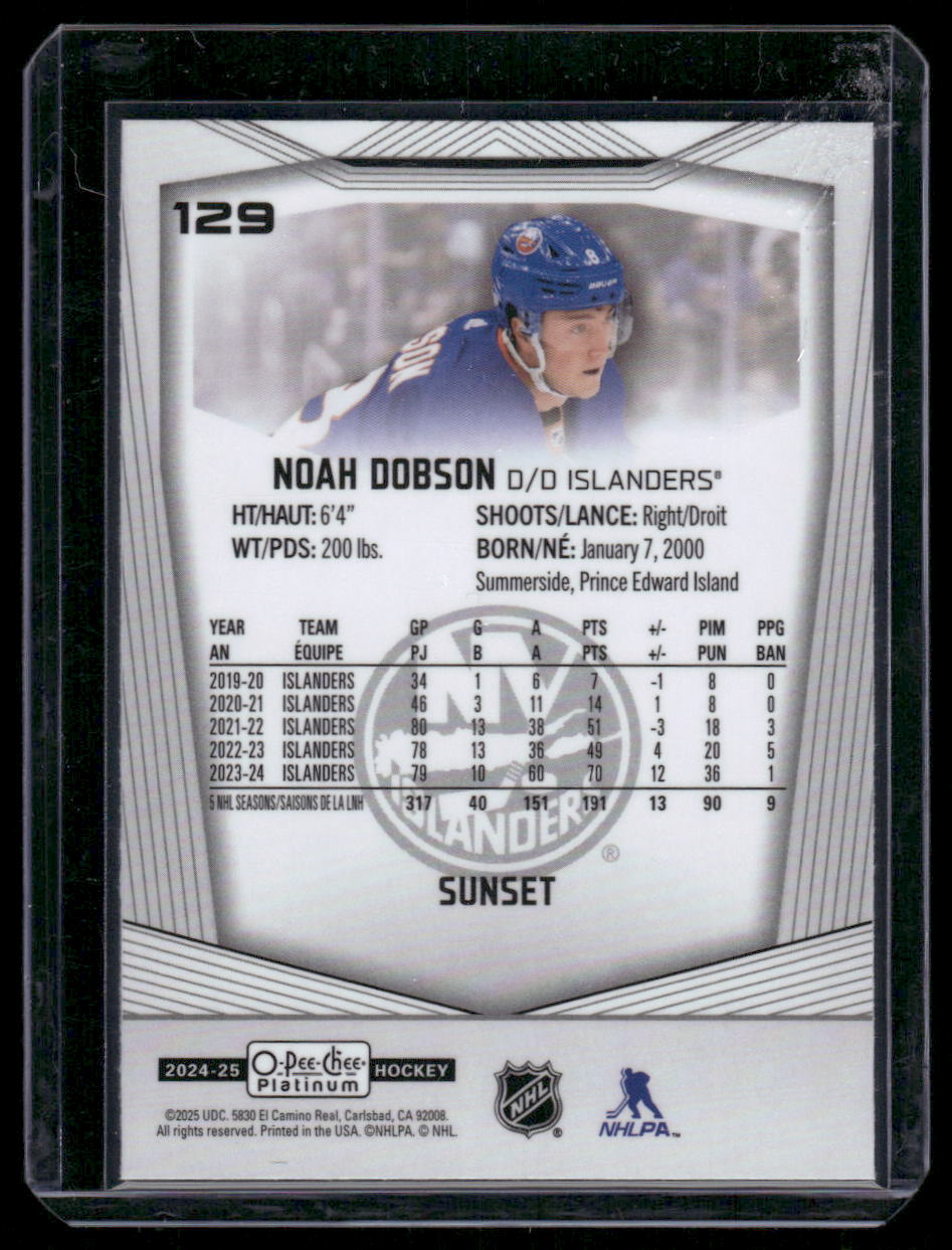 2024-25 O-Pee-Chee Platinum #129 Noah Dobson Sunset
