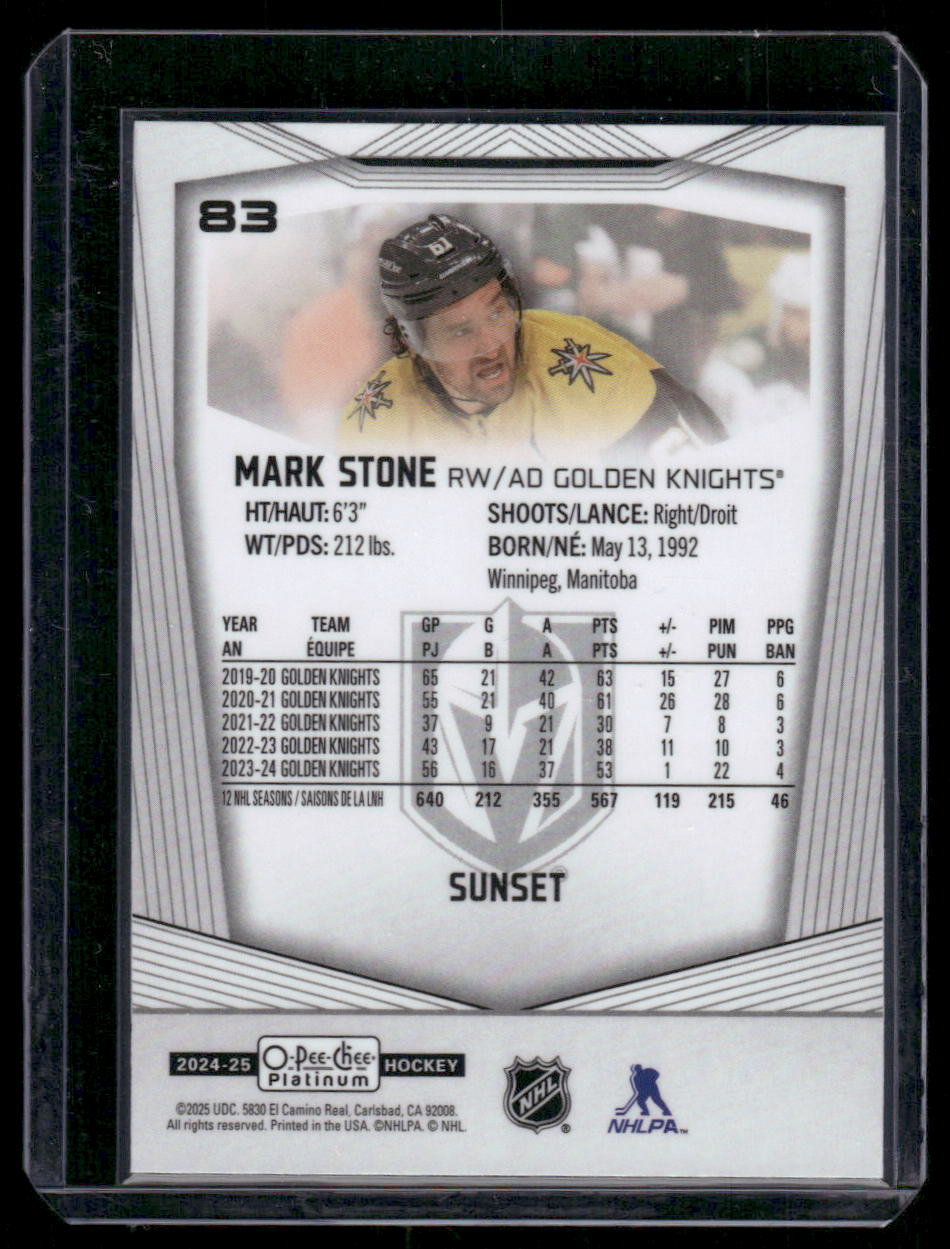 2024-25 O-Pee-Chee Platinum #83 Mark Stone Sunset