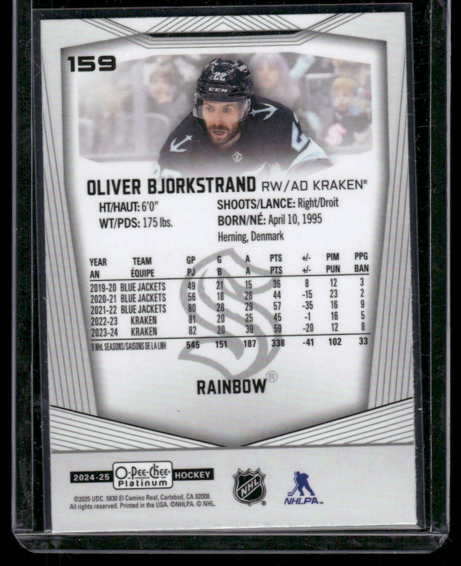 2024-25 O-Pee-Chee Platinum #159 Oliver Bjorkstrand Rainbow