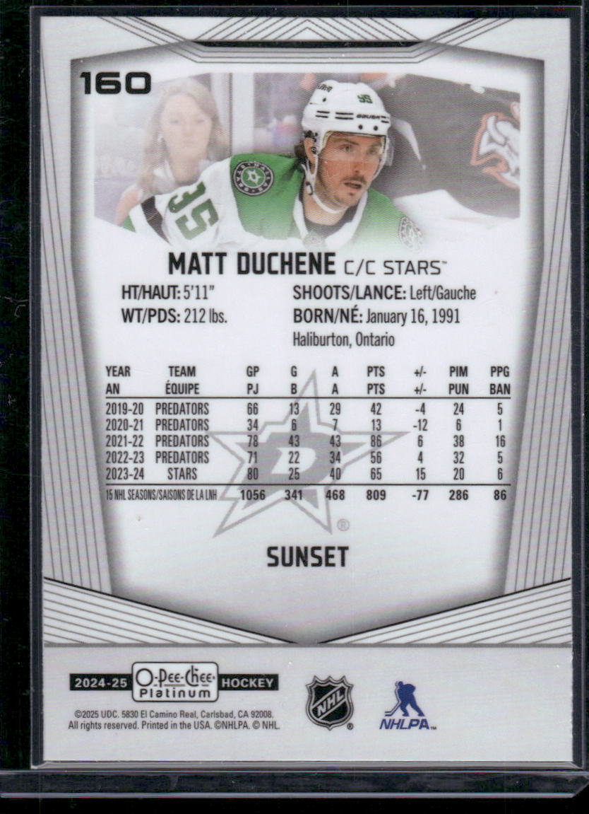 2024-25 O-Pee-Chee Platinum #160 Matt Duchene Sunset