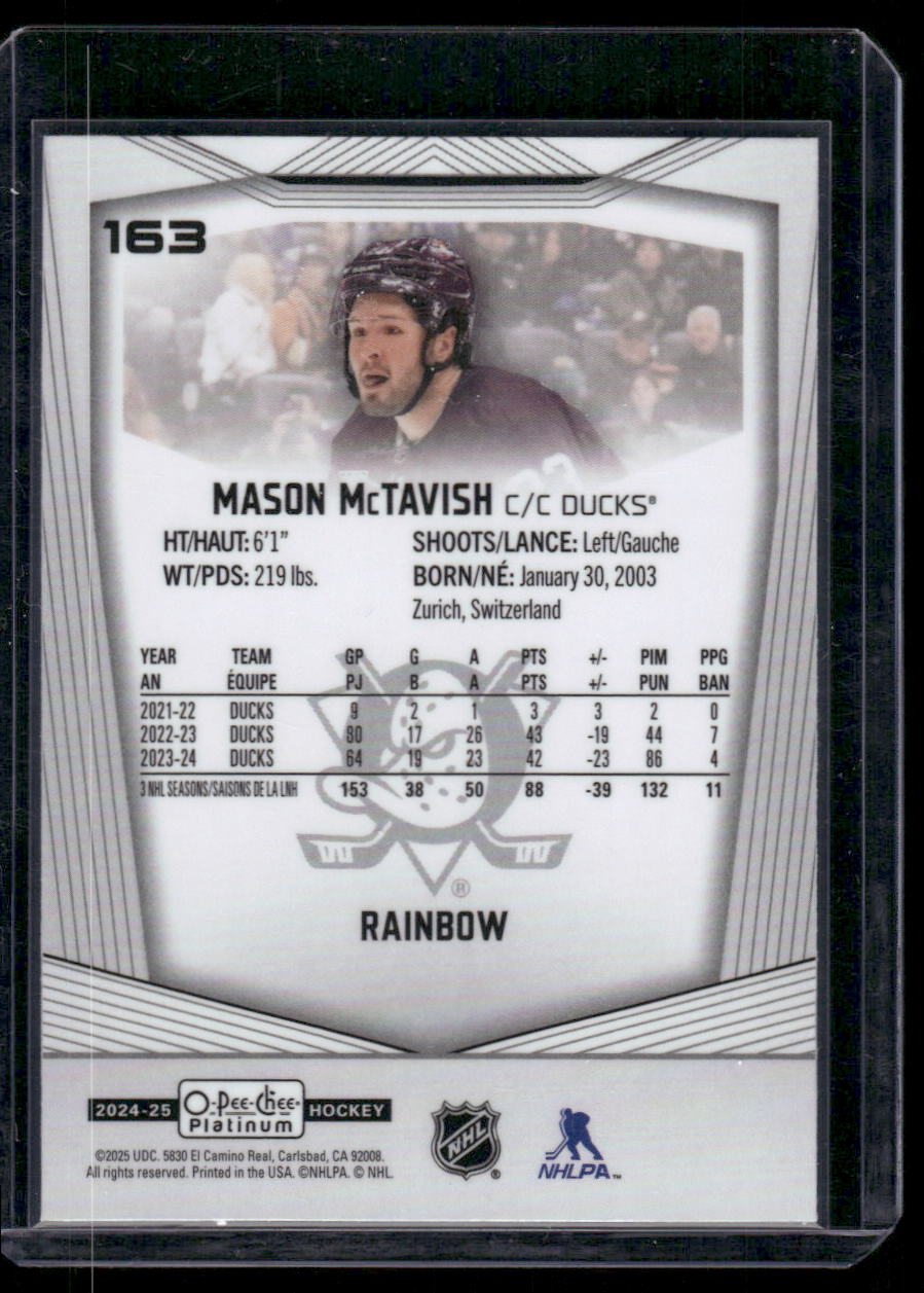 2024-25 O-Pee-Chee Platinum #163 Mason McTavish Rainbow