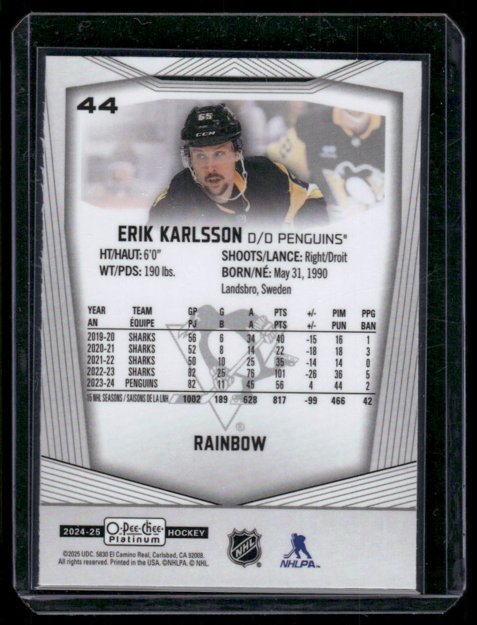 2024-25 O-Pee-Chee Platinum #44 Erik Karlsson Rainbow