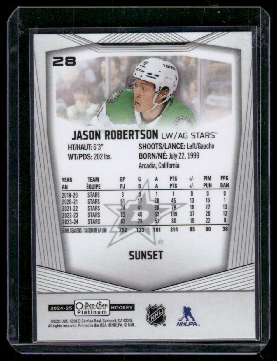 2024-25 O-Pee-Chee Platinum #28 Jason Robertson Sunset