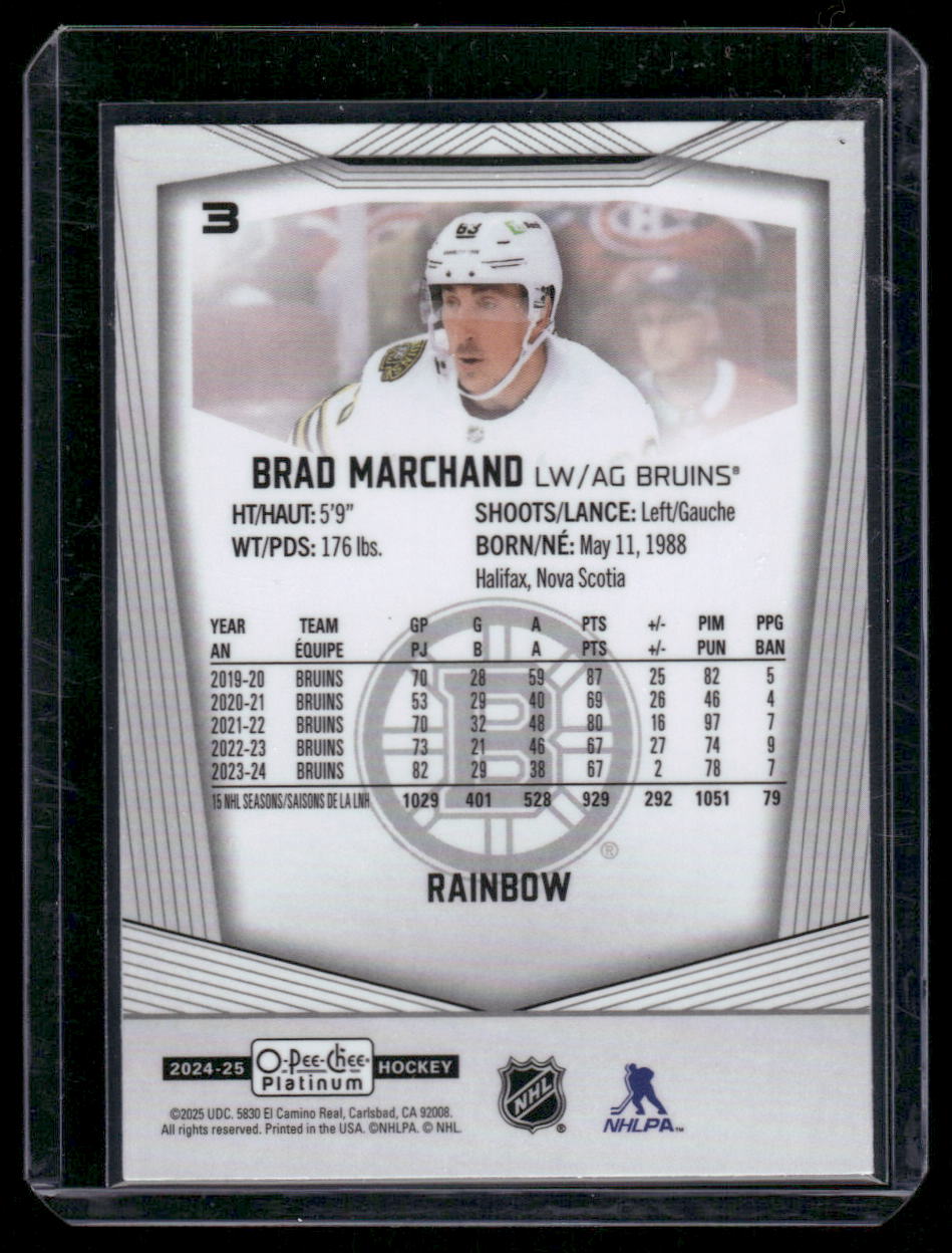 2024-25 O-Pee-Chee Platinum #3 Brad Marchand Rainbow