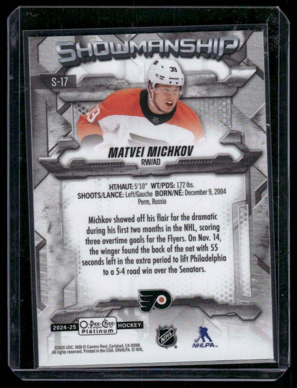 2024-25 O-Pee-Chee Platinum #S-17 Matvei Michkov Showmanship