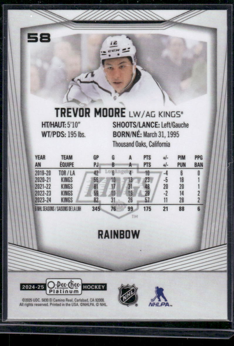 2024-25 O-Pee-Chee Platinum #58 Trevor Moore Rainbow