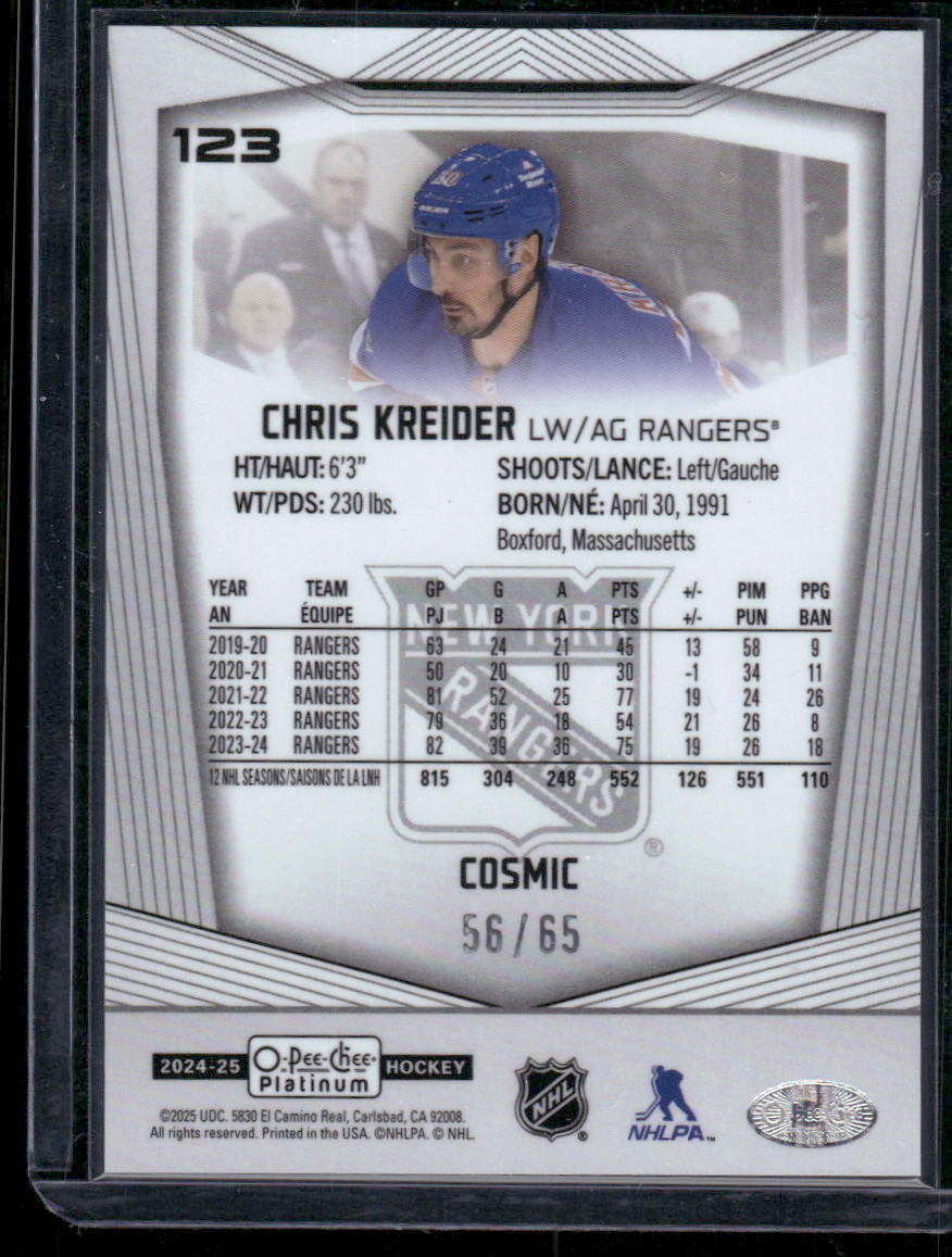 2024-25 O-Pee-Chee Platinum #123 Chris Kreider Cosmic #/65